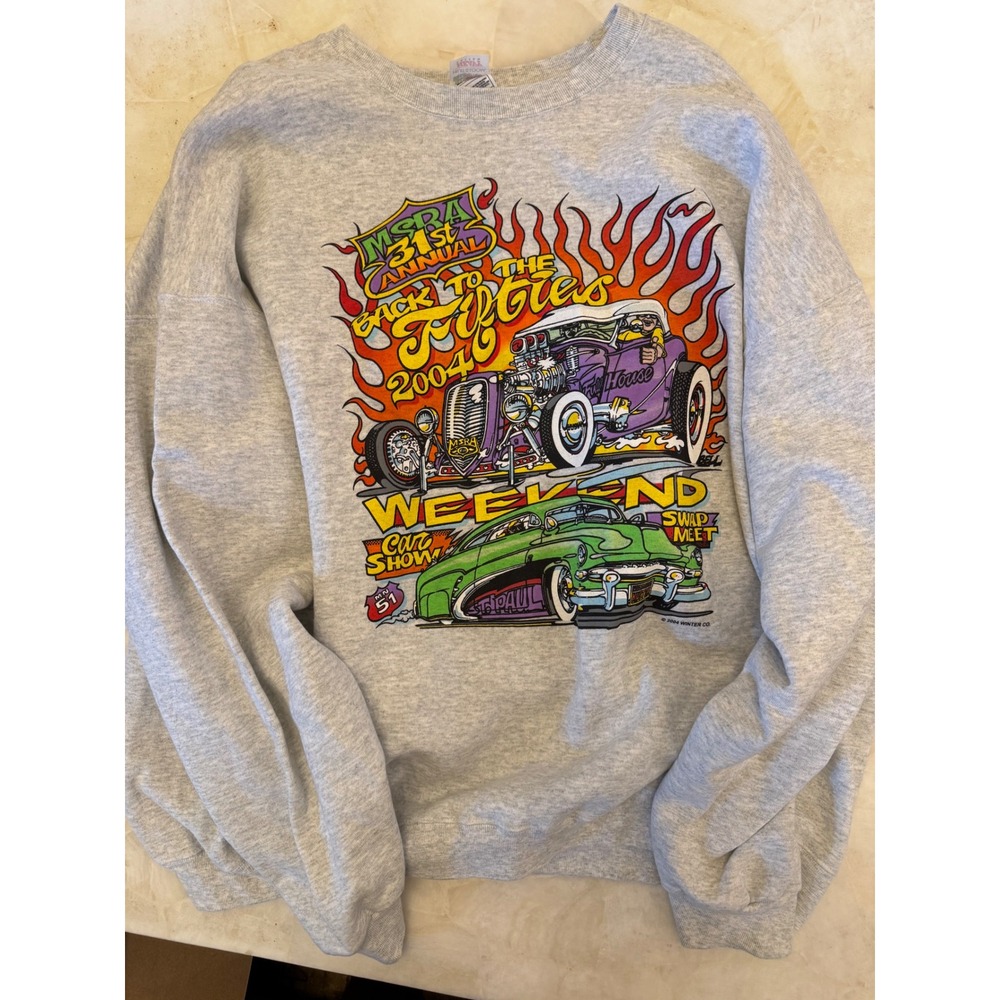 Fruit of the Loom MSRA Back to the Fifties 2004 Car Show Sweatshirt Grey 3XL